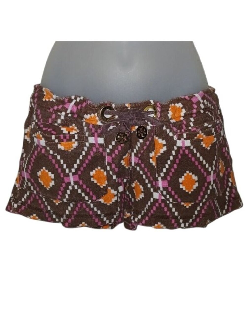 Tory Burch Brown Tribal Print y2k Terrycloth Shorts